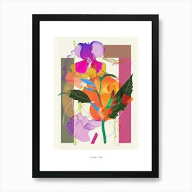 Sweet Pea 4 Neon Flower Collage Poster Art Print