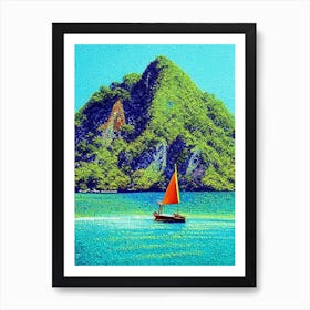 Palawan Island Malaysia Pointillism Style Tropical Destination Art Print
