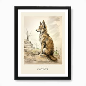 Beatrix Potter Inspired  Animal Watercolour Coyote 2 Art Print