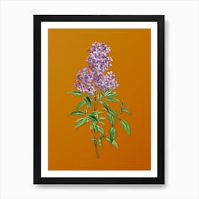 Vintage Persian Lilac Botanical on Sunset Orange Art Print