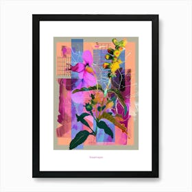 Snapdragon 2 Neon Flower Collage Poster Art Print