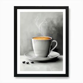 Coffee Cup With Coffee Beans Art Print