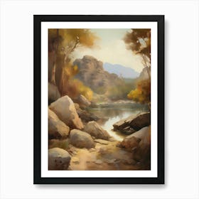 Forest Lake,Vintage Oil Painting,Farm Wall Decorations,Vintage Landscape,Vintage Landscape Oil Painting.27 Art Print