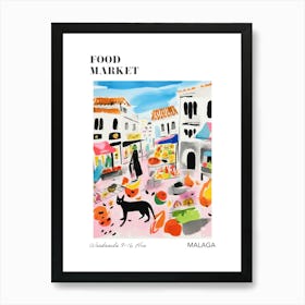 The Food Market In Malaga 1 Illustration Poster Art Print