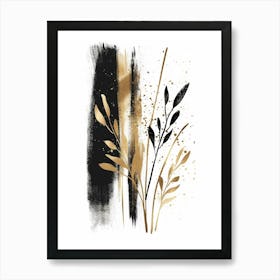 Gold And Black Abstract Painting 8 Art Print