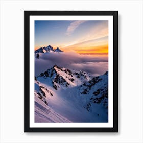 Cervinia, Italy Sunrise 2 Skiing Poster Art Print