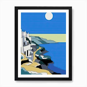 Minimal Design Style Of Santorini, Greece 1 Art Print