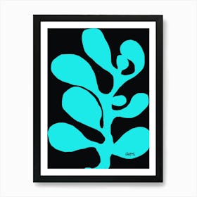 Funky Turquoise Flower on Black Art Print