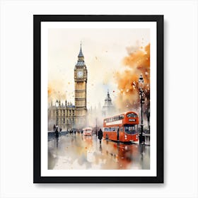 London United Kingdom In Autumn Fall, Watercolour 4 Art Print