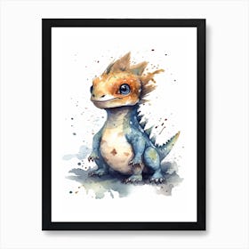 Alioramus Cute Dinosaur Watercolour 1 Art Print