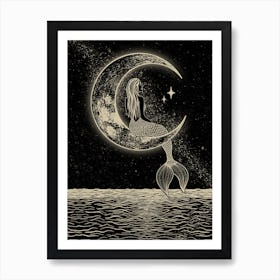 Mermaid and the Moon Art Print Art Print