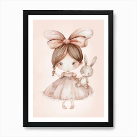 Cute Baby Girl Watercolor Art Print