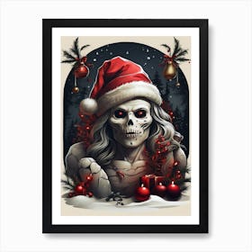 Santa Claus Skull Art Print