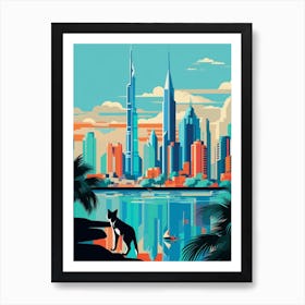 Dubai, United Arab Emirates Skyline With A Cat 2 Poster