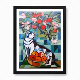 Apple Blossom With A Cat 2 Cubism Picasso Style Art Print