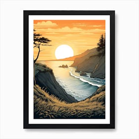 Lost Coast Trail Usa 2 Vintage Travel Illustration Art Print