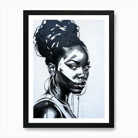 Graffiti Mural Of Beautiful Black Woman 133 Art Print