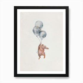 Rabbit With Balloons Art Print