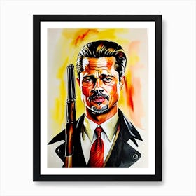 Brad Pitt In Inglourious Basterds Watercolor 2 Art Print