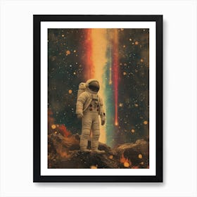 Space Odyssey: Retro Poster featuring Asteroids, Rockets, and Astronauts: Space Astronaut Art Print