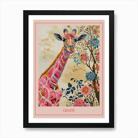 Floral Animal Painting Giraffe 2 Poster Art Print