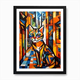 Painting Of Havana With A Cat In The Style Of Cubism, Picasso Style 4 Art Print