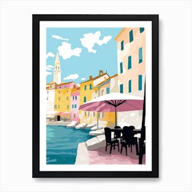 Rovinj, Croatia, Flat Pastels Tones Illustration 3 Art Print