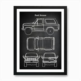 Bronco Truck Diagram, Bronco Design, Bronco Truck Decor, Automobile Print, Bronco Car Blueprint, Bronco Truck Patent1 Art Print