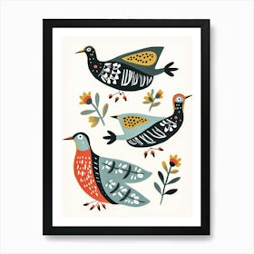 Folk Style Bird Painting Grey Plover 3 Art Print