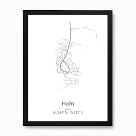 Hofn,Iceland Minimalist Map Art Print