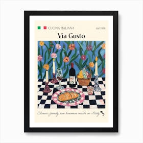 Via Gusto Trattoria Italian Poster Food Kitchen Art Print