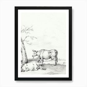 Standing And Lying Cow, Jean Bernard Art Print