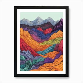 Colorful Mountain Landscape 3 Art Print