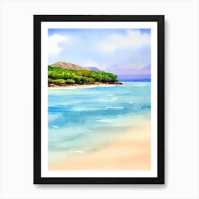 Wailea Beach, Maui, Hawaii Watercolour Art Print