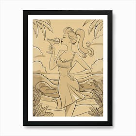 Sexy Lady On The Beach Art Print