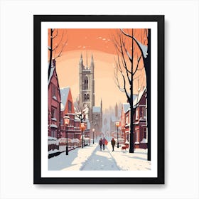 Vintage Winter Travel Illustration Manchester United Kingdom 7 Art Print