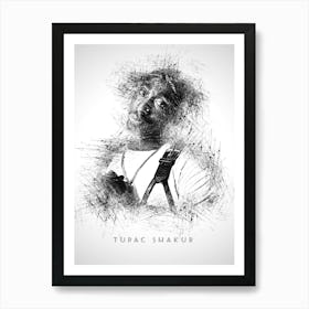 Tupac Shakur Rapper Sketch 1 Art Print