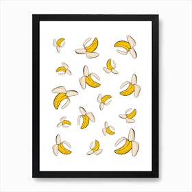 Banana Pattern on a White Background Art Print