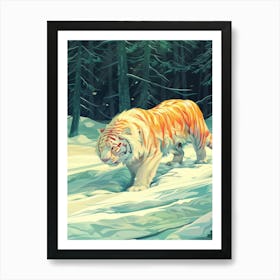 Tiger In The Snow Art Print