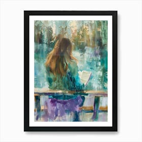 Reading By The Lake 4 Art Print