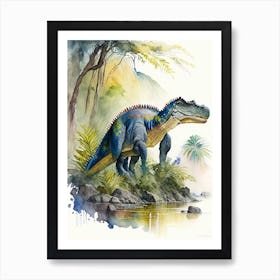 Trachodon Watercolour Dinosaur Art Print