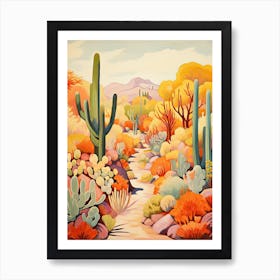 Desert Botanical Garden, Usa In Autumn Fall Illustration 1 Art Print