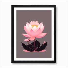 A Pink Lotus In Minimalist Style Vertical Composition 89 Poster