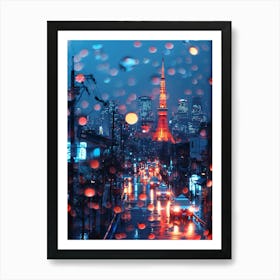 Rainy Night In Tokyo Art Print