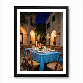 Table Setting At Night Art Print