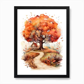 Cute Autumn Fall Scene 47 Art Print