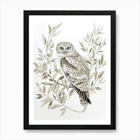 Burmese Fish Owl Drawing 2 Art Print