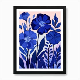 Blue Flower Illustration Phlox 1 Art Print
