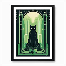 The Tower, Black Cat Tarot Card 3 Art Print