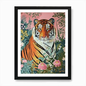 Floral Animal Painting Tiger 4 Art Print